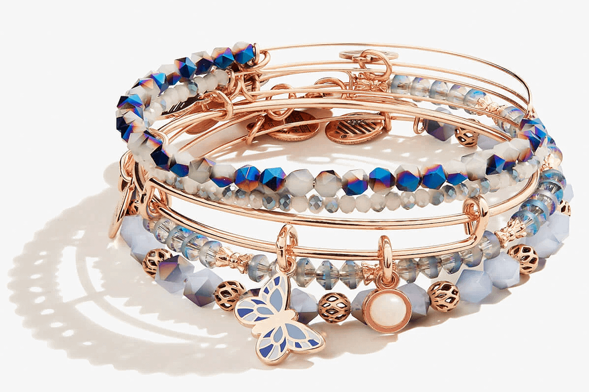Alex and Ani’s Flying Butterfly Duo Charm Bangle Set of